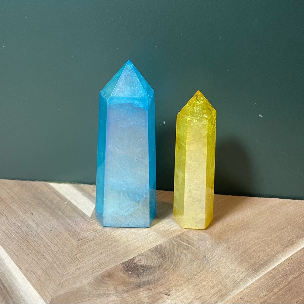 Electroplated Coloured Crystal Towers